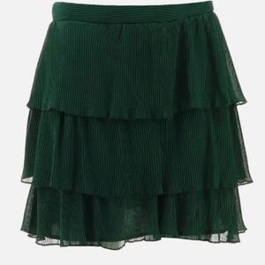 HYFVE Dark Green Tiered Mini Skirt